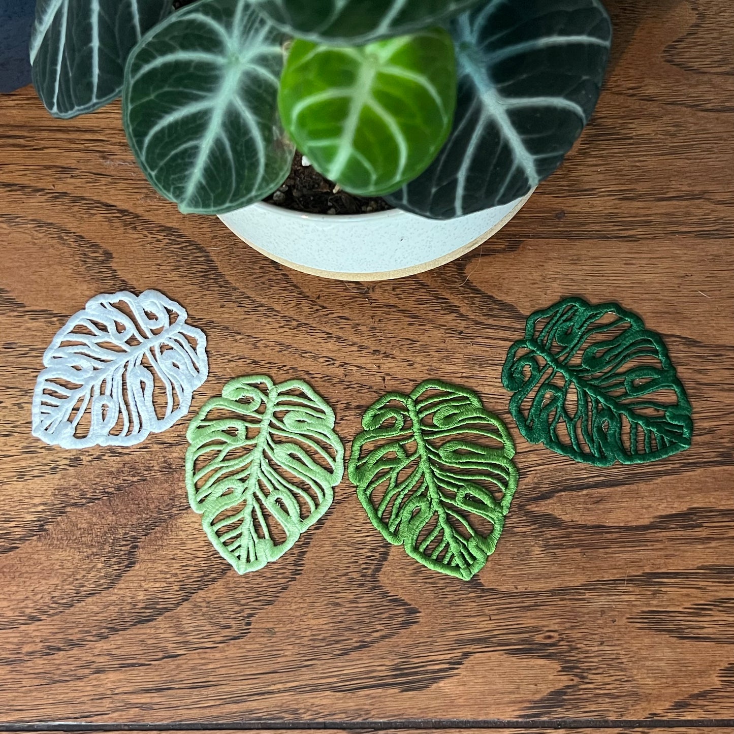 Embroidered Coaster Leaf • Monstera Leaf • Plant Coaster • cute