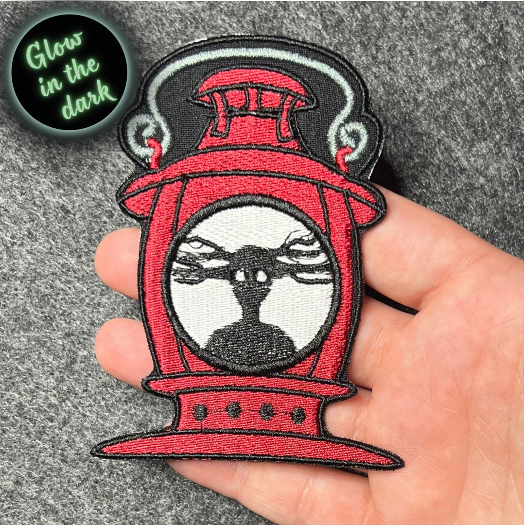 Beast in lantern embroidered patch • OTGW • glow in the dark • iron on or sew on • autumn • fall