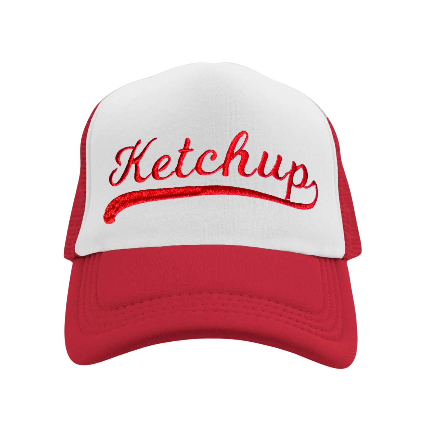 Hot dog race embroidered trucker hat • Ketchup • Mustard • Relish • baseball season • KC Royals
