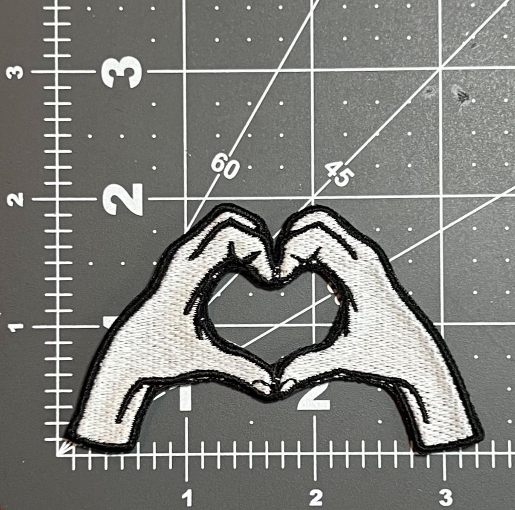 Heart hands embroidered patch• glow in the dark • love • cute • iron on patch • sew on patch • Velcro patch • peel & stick