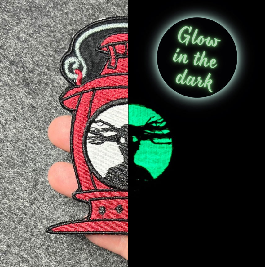 Beast in lantern embroidered patch • OTGW • glow in the dark • iron on or sew on • autumn • fall