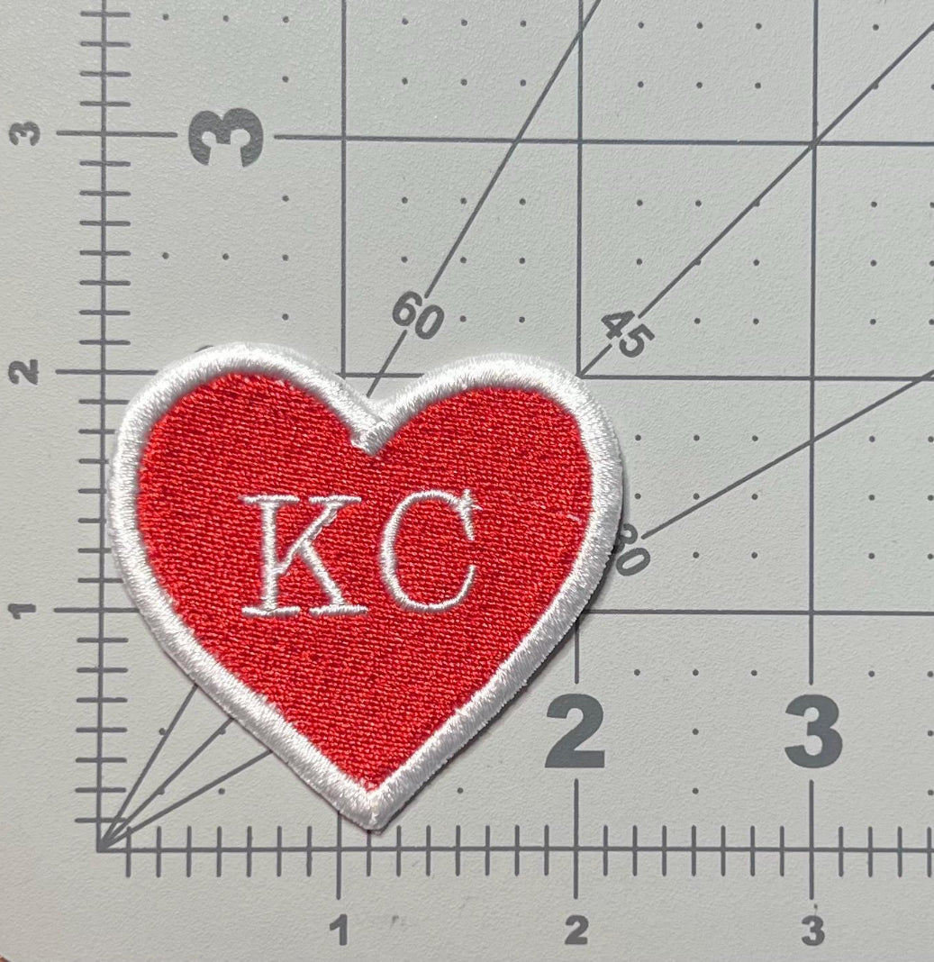 KC heart embroidered patch • KC smiley face • Kansas City • Missouri • Kansas • cute • iron on patch • sew on patch