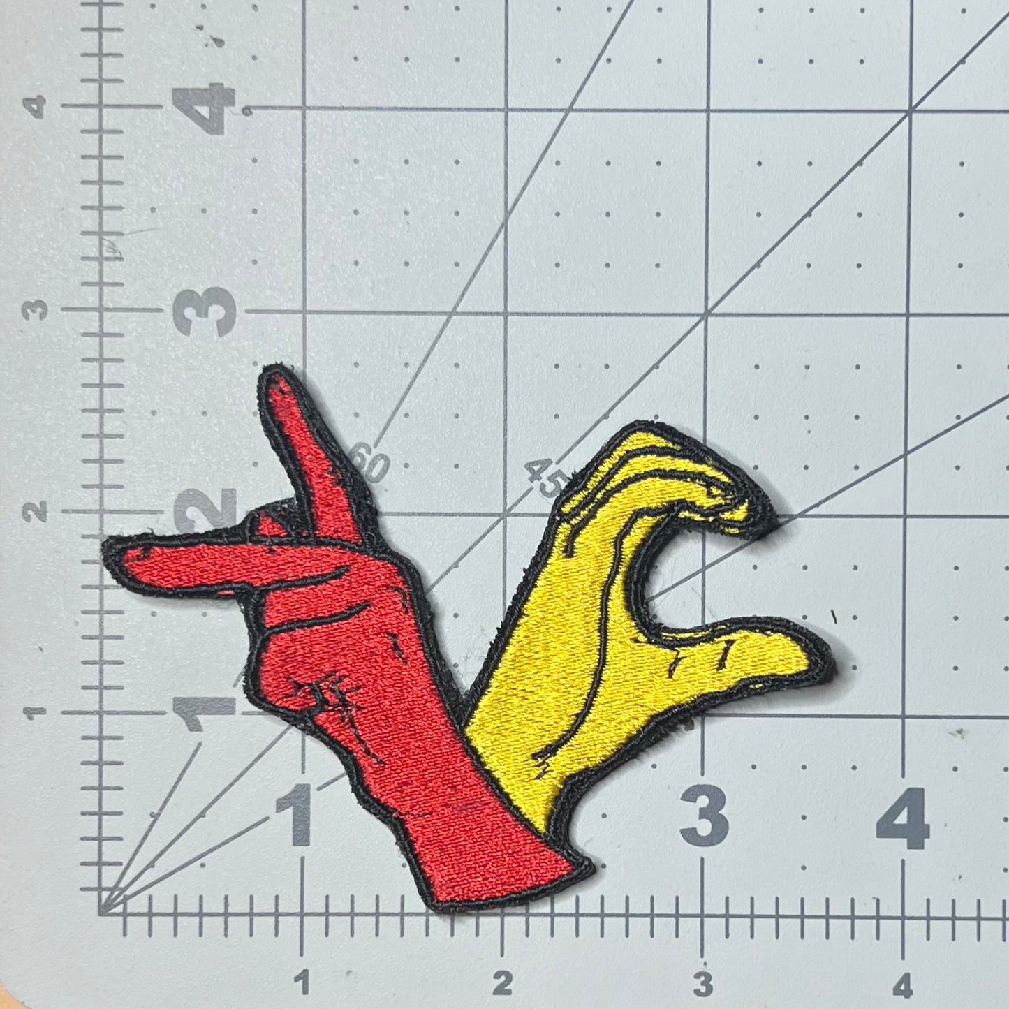 KC sign language hands embroidered patch • Kansas City • ASL • Chiefs • Royals • Sporting KC • iron on patch • sew on patch • Velcro patch • peel & stick