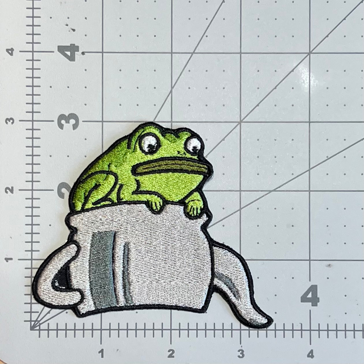 Frog on teapot embroidered patch • OTGW • George Washington • lucky frog • iron on or sew on • autumn • fall • Velcro patch