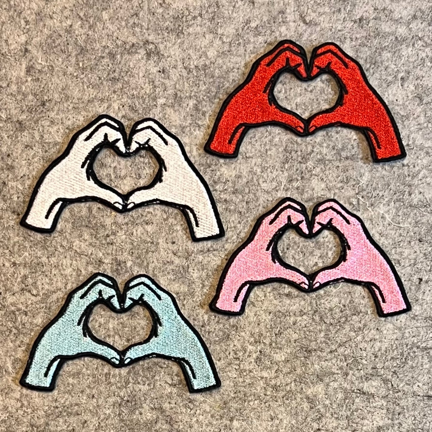 Heart hands embroidered patch• glow in the dark • love • cute • iron on patch • sew on patch