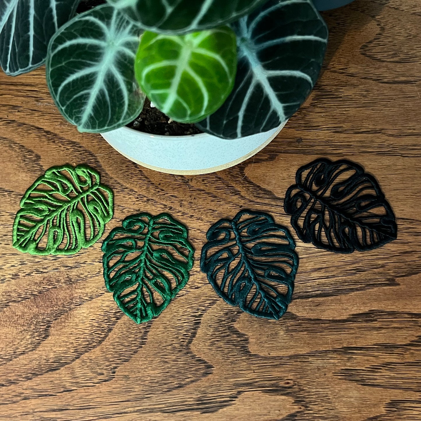 Embroidered Coaster Leaf • Monstera Leaf • Plant Coaster • cute
