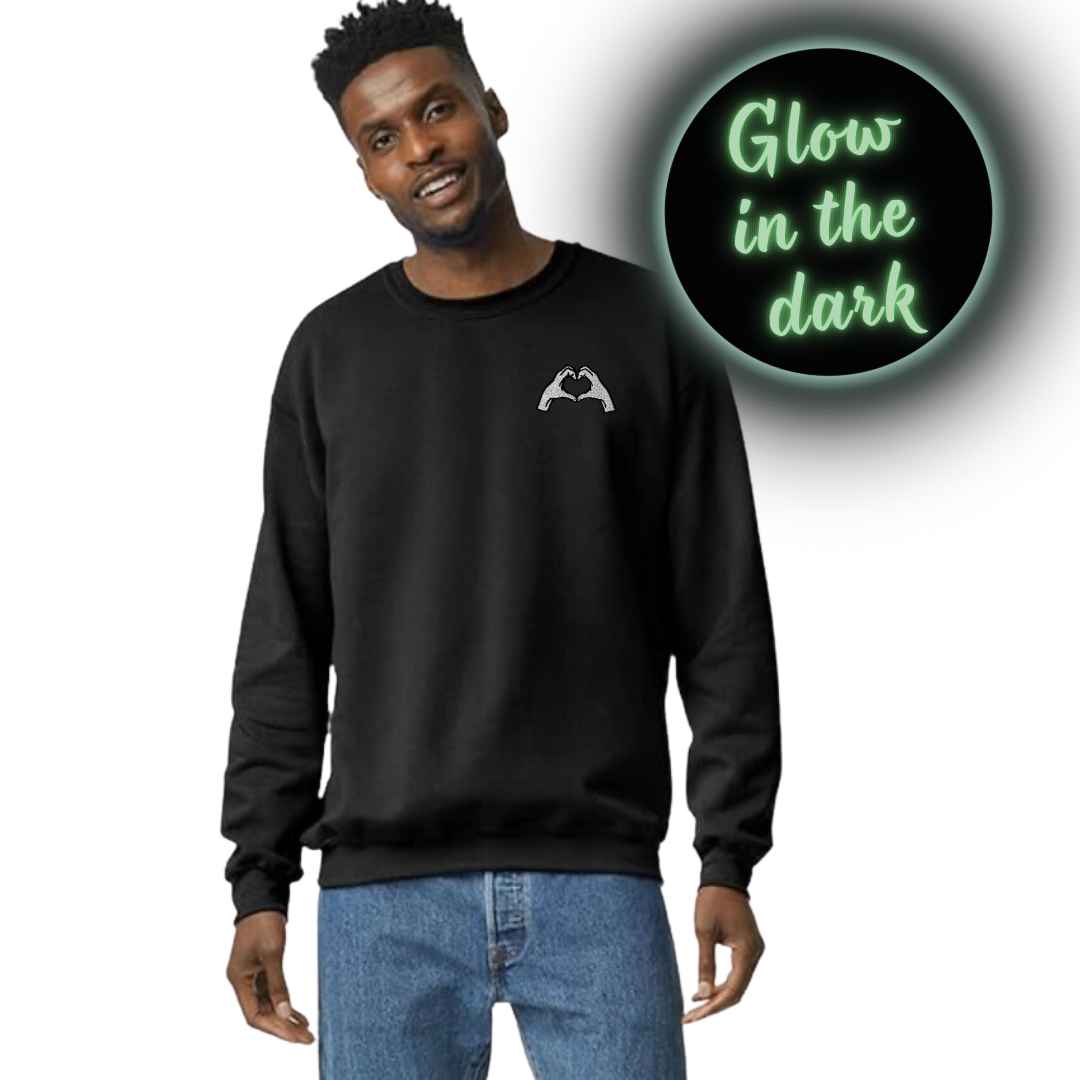 Heart hands hoodie / sweatshirt • GLOW in the dark • cozy