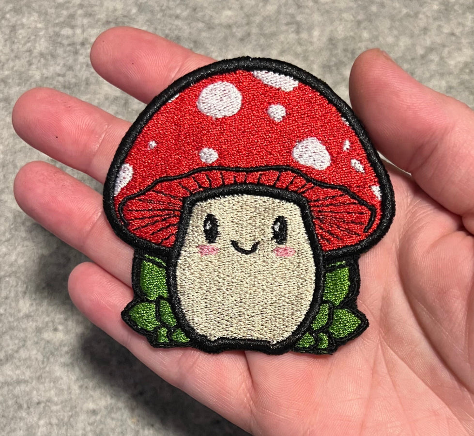 Mushroom embroidered patch • cryptid • cute • iron on patch • sew on patch • Velcro patch