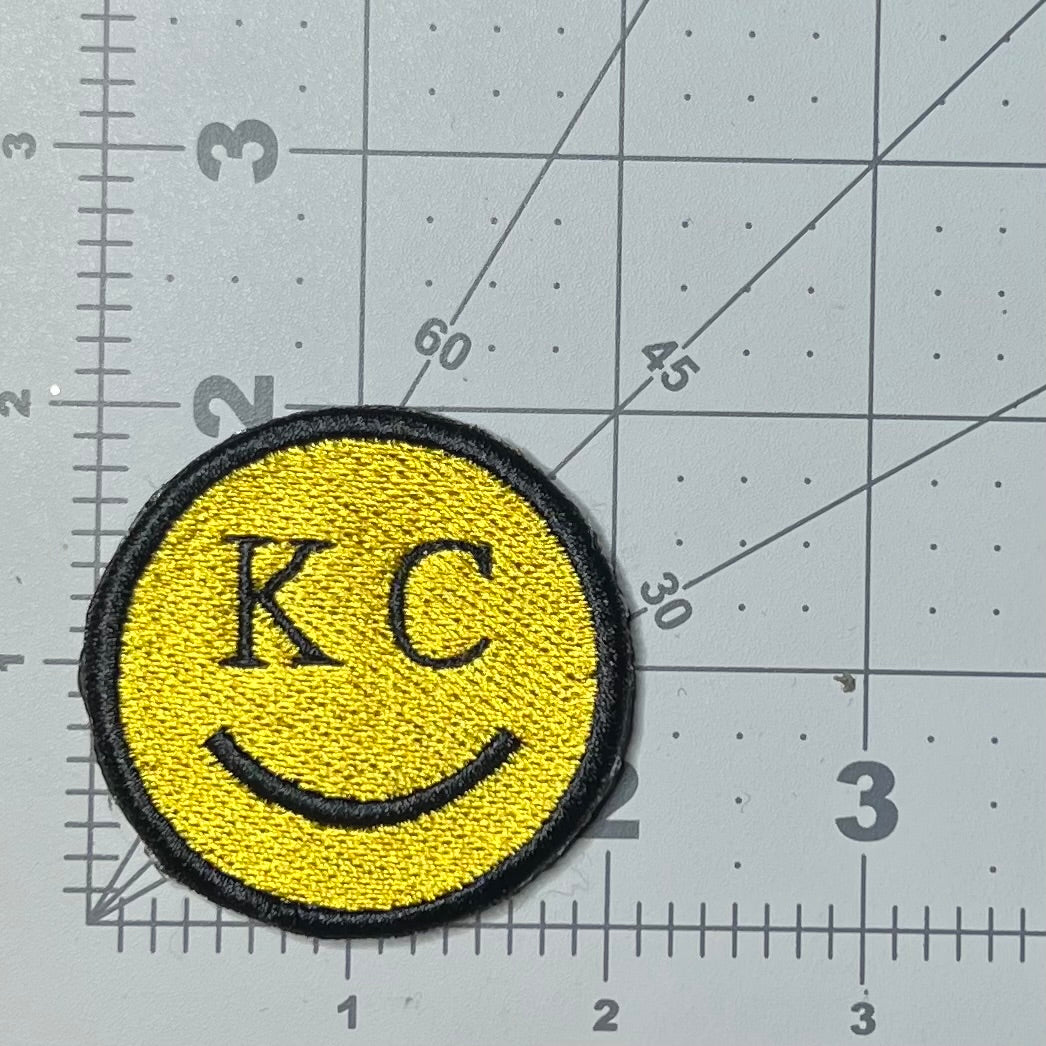 KC heart embroidered patch • KC smiley face • Kansas City • Missouri • Kansas • cute • iron on patch • sew on patch
