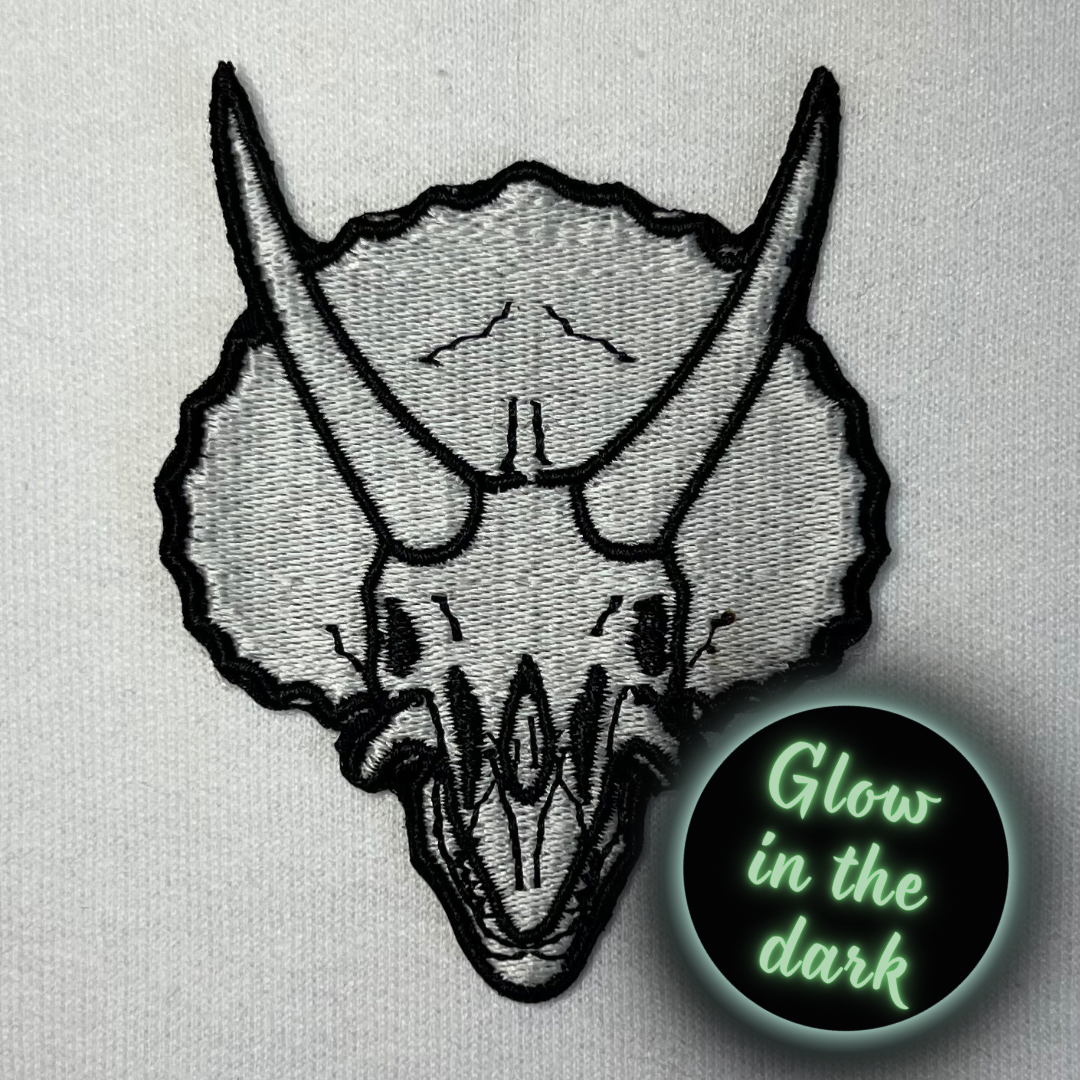 Triceratops skull hat • dinosaur • baseball cap • flat bill cap• customizable • embroidered patch on hat