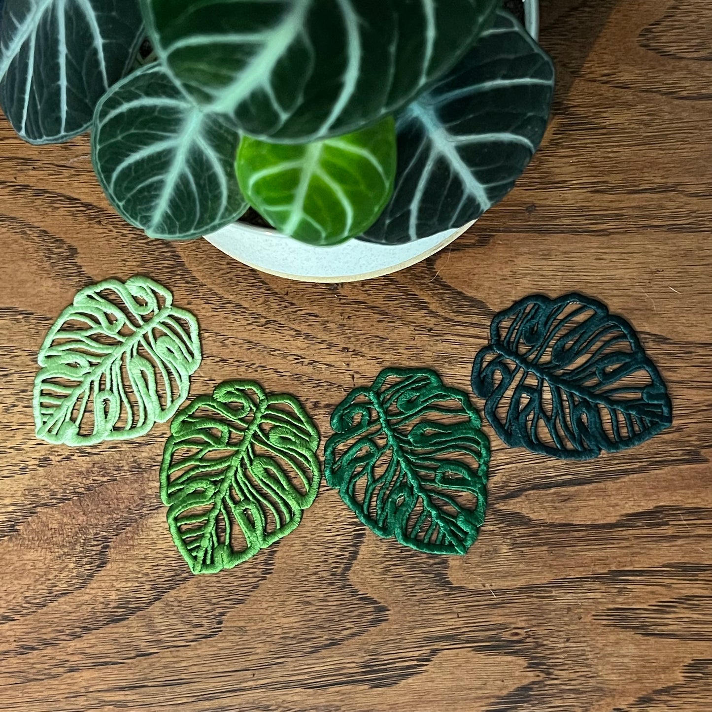 Embroidered Coaster Leaf • Monstera Leaf • Plant Coaster • cute