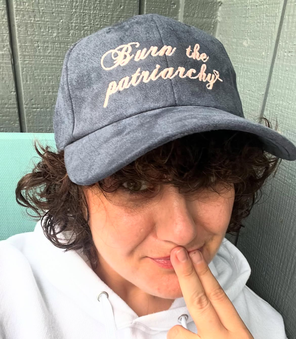 Burn the patriarchy suede hat • glow in the dark • embroidered hat