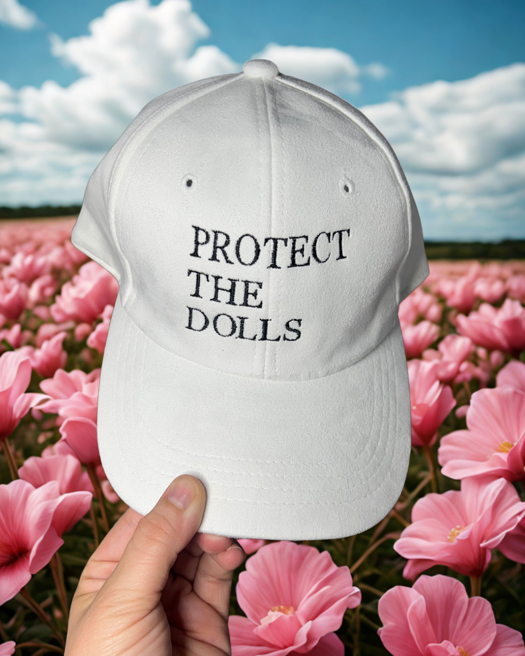 Protect the Dolls hat • suede hat • embroidered hat • pride