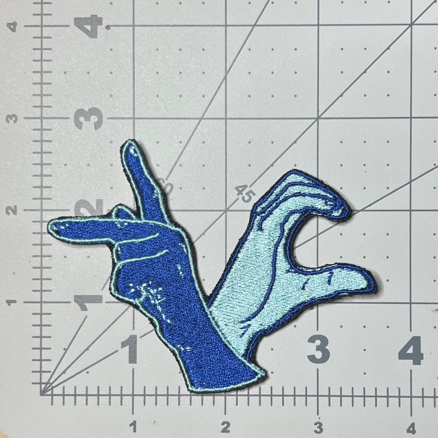 KC sign language hands embroidered patch • Kansas City • ASL • Chiefs • Royals • Sporting KC • iron on patch • sew on patch • Velcro patch • peel & stick