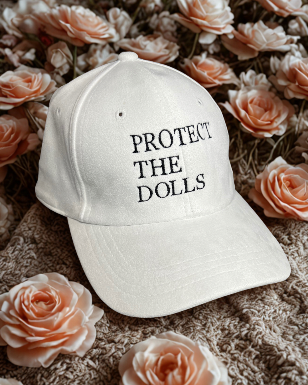 Protect the Dolls hat • suede hat • embroidered hat • pride