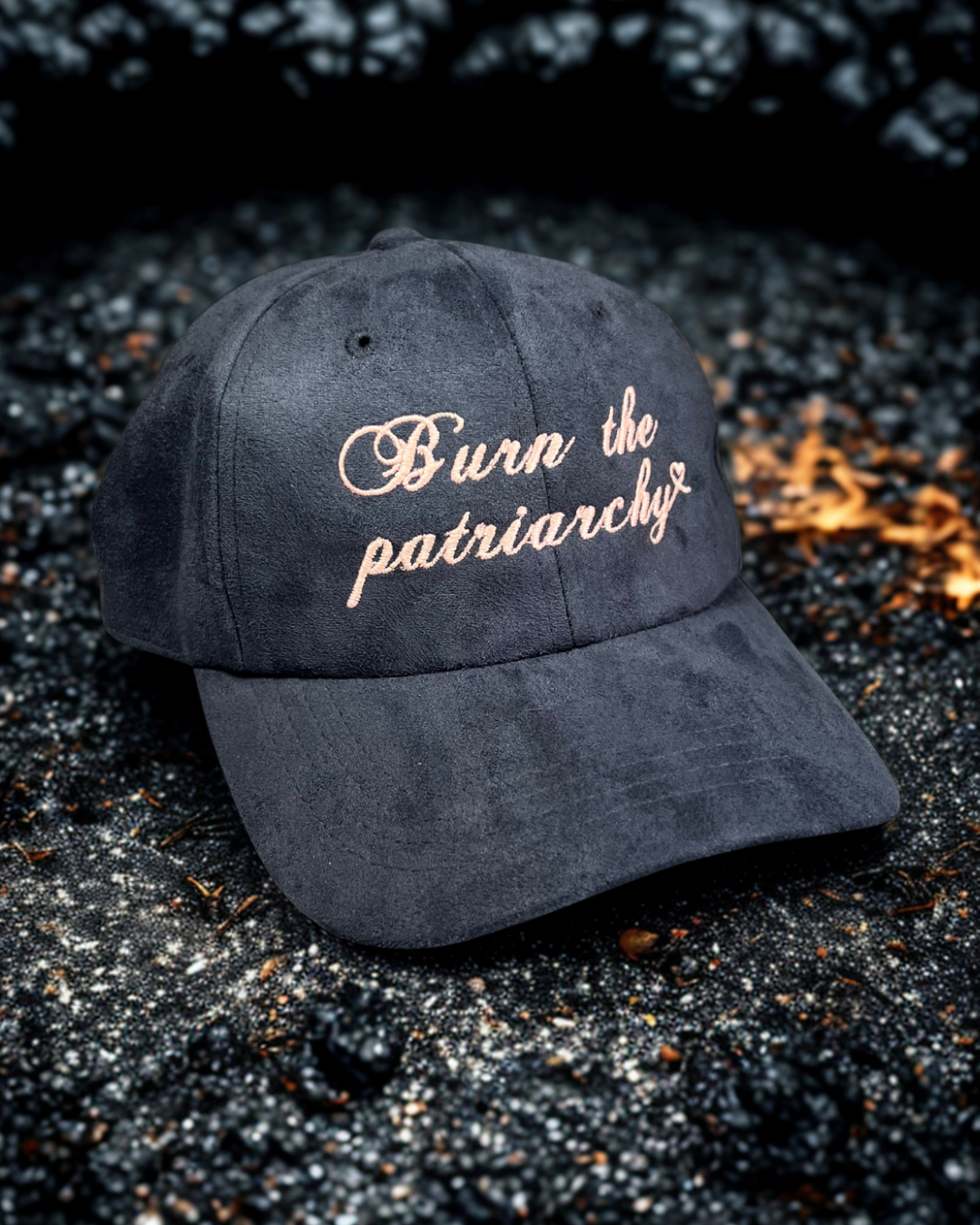 Burn the patriarchy suede hat • glow in the dark • embroidered hat