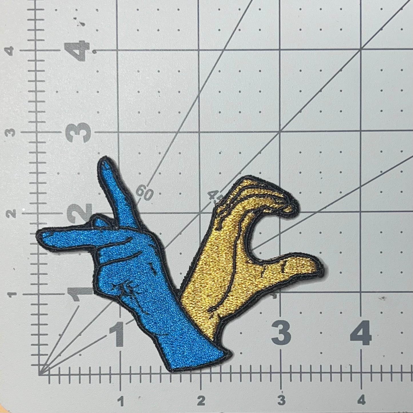 KC sign language hands embroidered patch • Kansas City • ASL • Chiefs • Royals • Sporting KC • iron on patch • sew on patch • Velcro patch • peel & stick