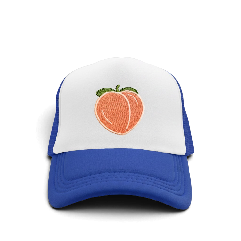 Juicy peach trucker hat • Georgia peach • baseball cap • customizable • embroidered patch on hat • GLOW in the dark