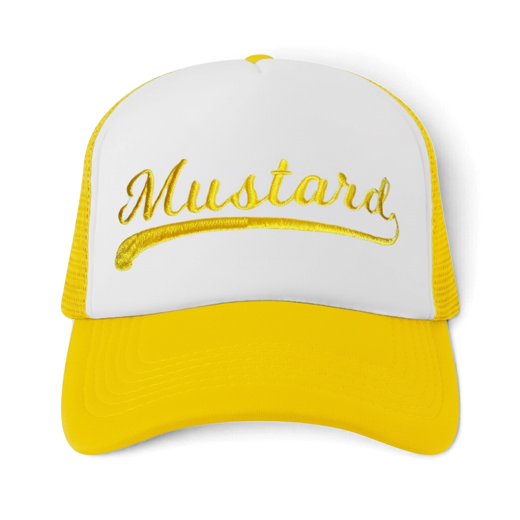 Hot dog race embroidered trucker hat • Ketchup • Mustard • Relish • baseball season • KC Royals