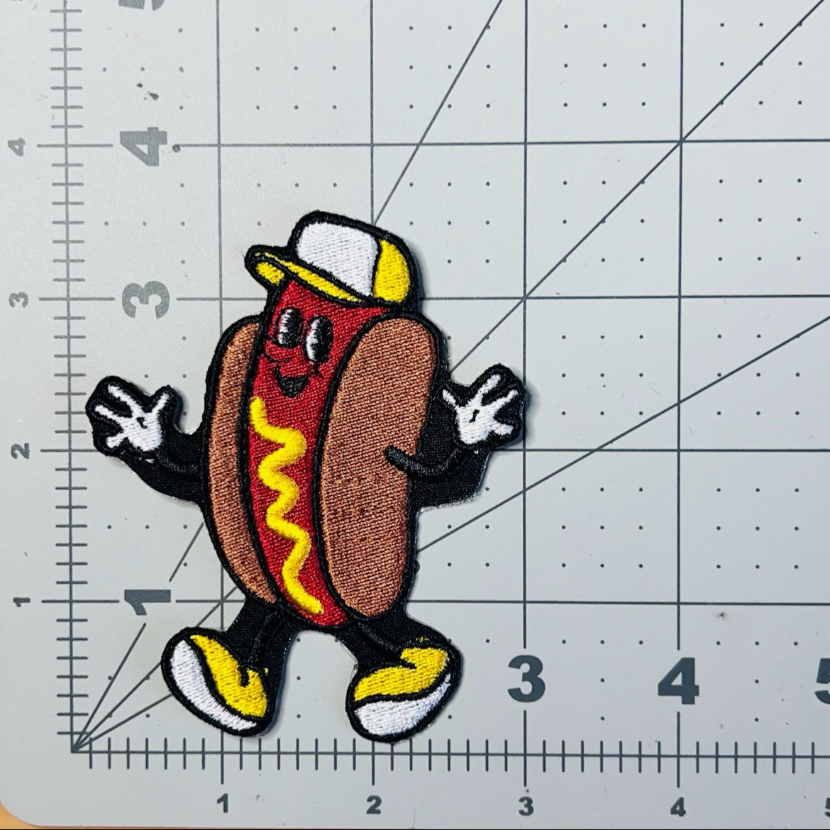Hot dog race embroidered patch • baseball • KC Royals • team ketchup • team mustard • team relish • iron on patch • sew on patch • Velcro patch • peel & stick