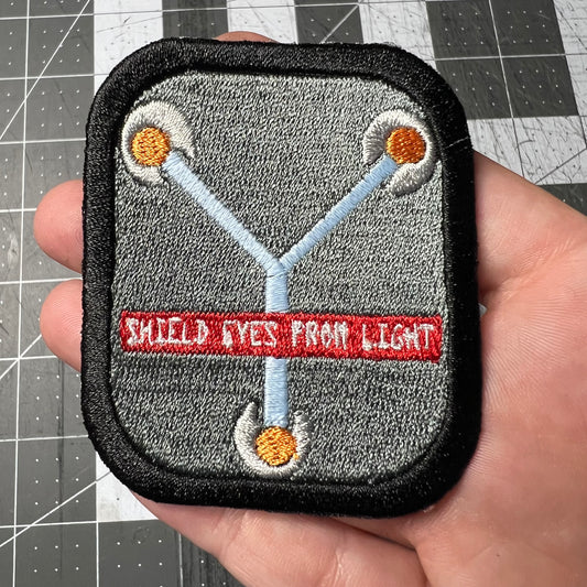 Flux capacitor embroidered patch • BTTF • glow in the dark • iron on patch • sew on patch • Velcro patch