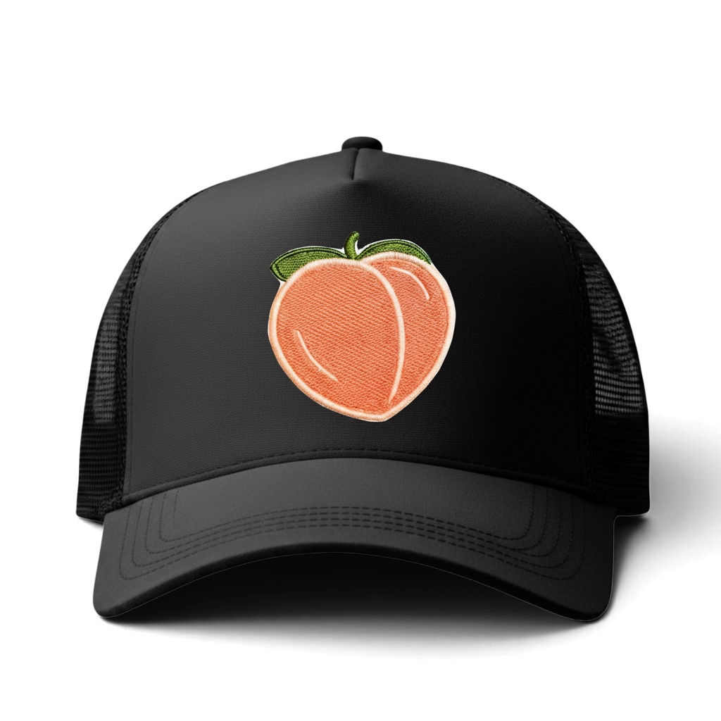 Juicy peach trucker hat • Georgia peach • baseball cap • customizable • embroidered patch on hat • GLOW in the dark