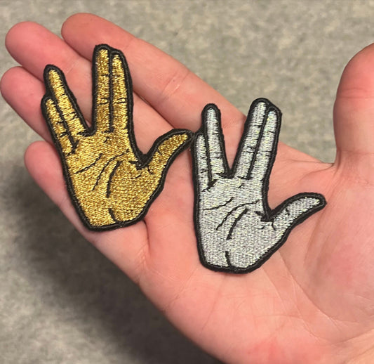 Live Long and Prosper hand embroidered patch • Vulcan • Spock • iron on or sew on • sci-fi tv • nostalgia • Velcro patch • peel & stick