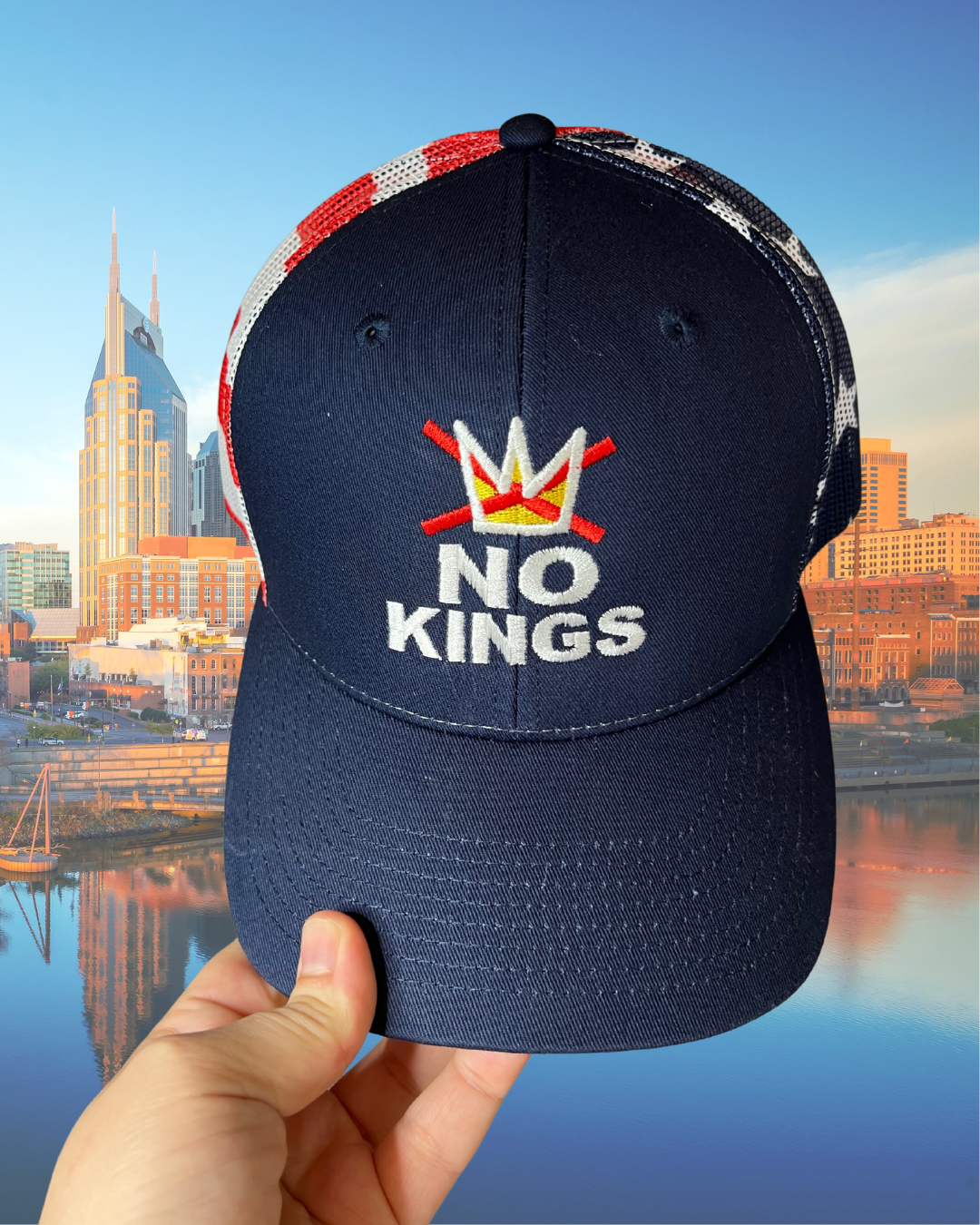NO KINGS American flag hat • FDT • embroidered hat