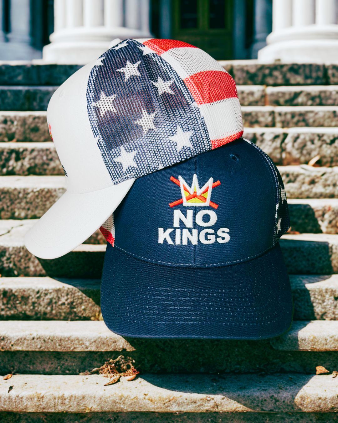 NO KINGS American flag hat • FDT • embroidered hat