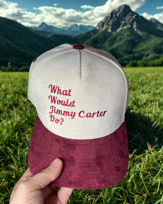 What Would Jimmy Carter Do hat • suede hat • embroidered hat