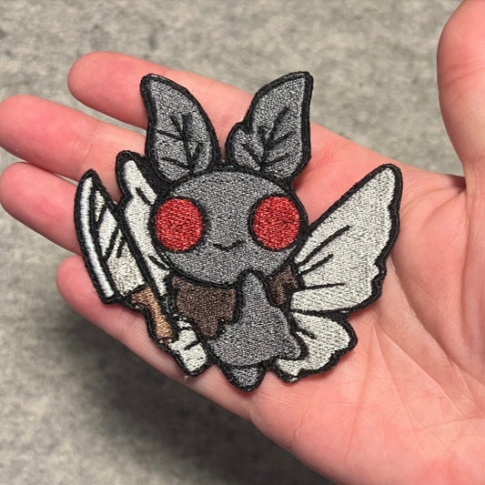 Mothman embroidered patch • cryptid • cute • iron on patch • sew on patch • Velcro patch