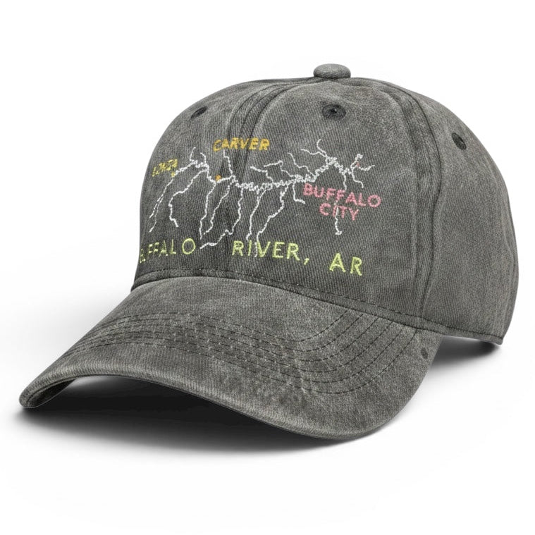 Buffalo River embroidered hat • topographical embroidery • Arkansas • glow in the dark